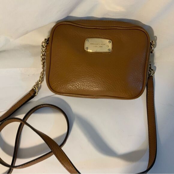 MICHAEL KORS Brown Pebble Leather Mini Crossbody  Bag - Picture 2 of 12
